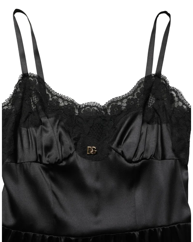 Dolce & Gabbana Women's Black Silk Satin Lace Sleeveless Mini Dress Cotton Elastane Nylon Black