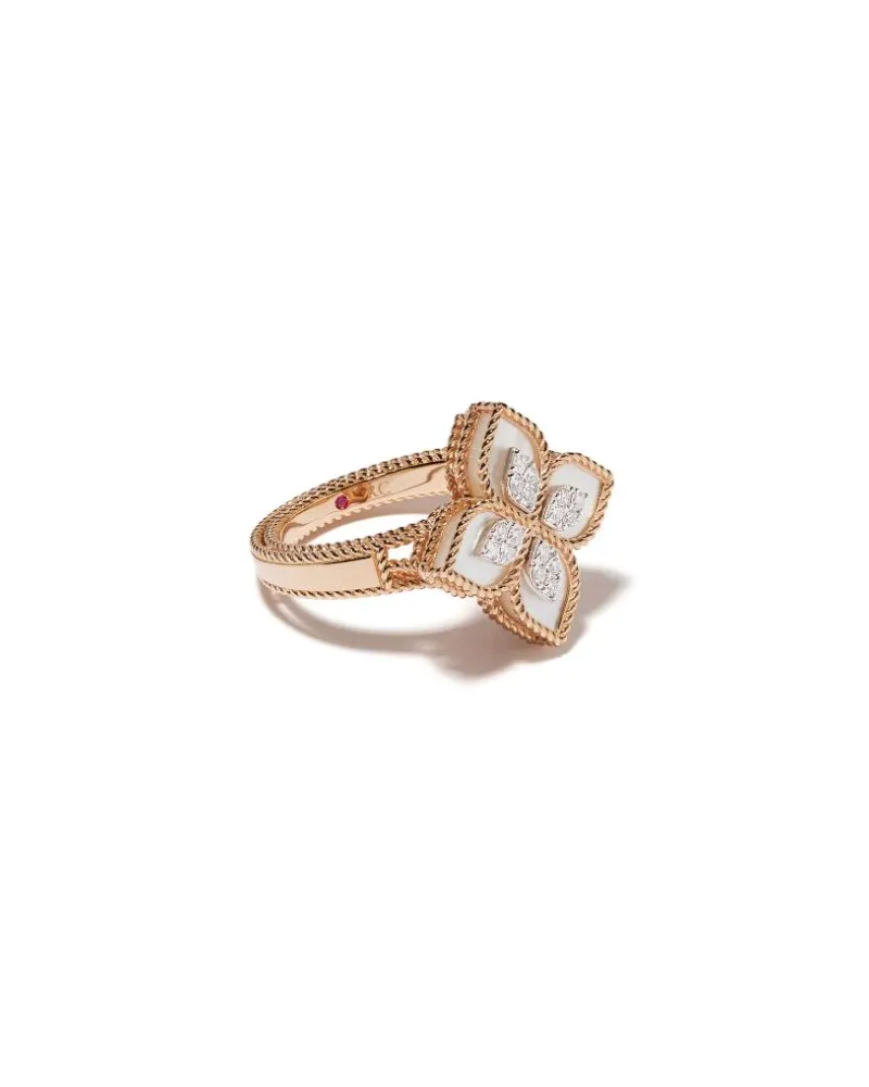 Roberto Coin 18kt Rose Gold Princess Flower Mother-Of-Pearl And Diamond Ring Continuity Rose
