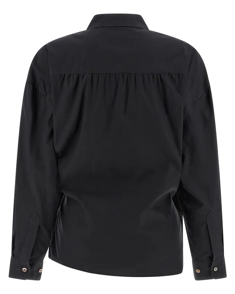Christophe Lemaire Asymmetric Twisted Collar Blouse — Black Black