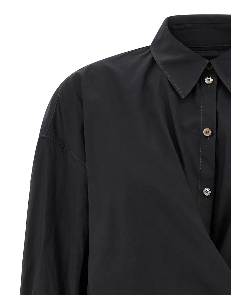Christophe Lemaire Asymmetric Twisted Collar Blouse — Black Black