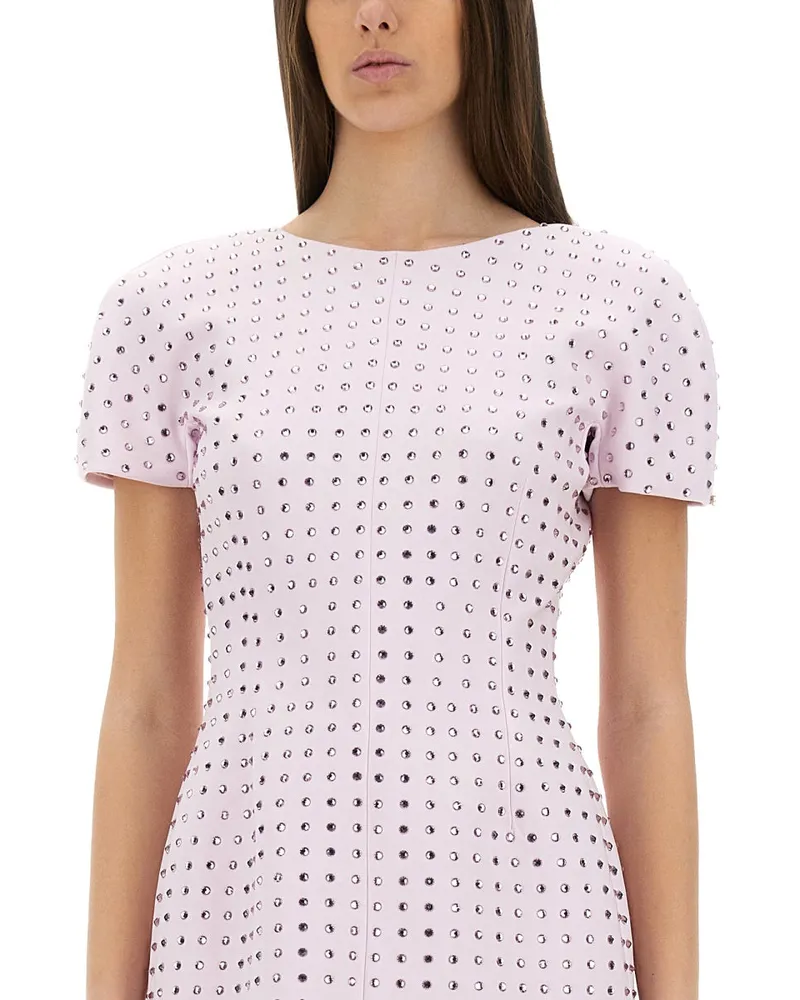 SPORTMAX Rhinestone-Embellished Mini Dress — Pink Pink