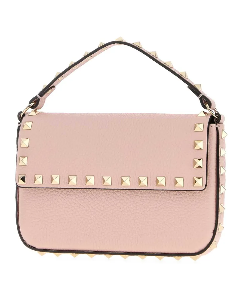 Valentino Garavani Women's Pink Leather Rockstud Handbag Rosequartz Clutch Pink