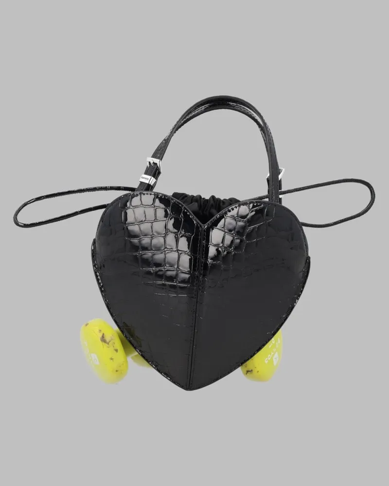 ROTATE Birger Christensen Women's Shoulder Bag Heart Black Leather Black