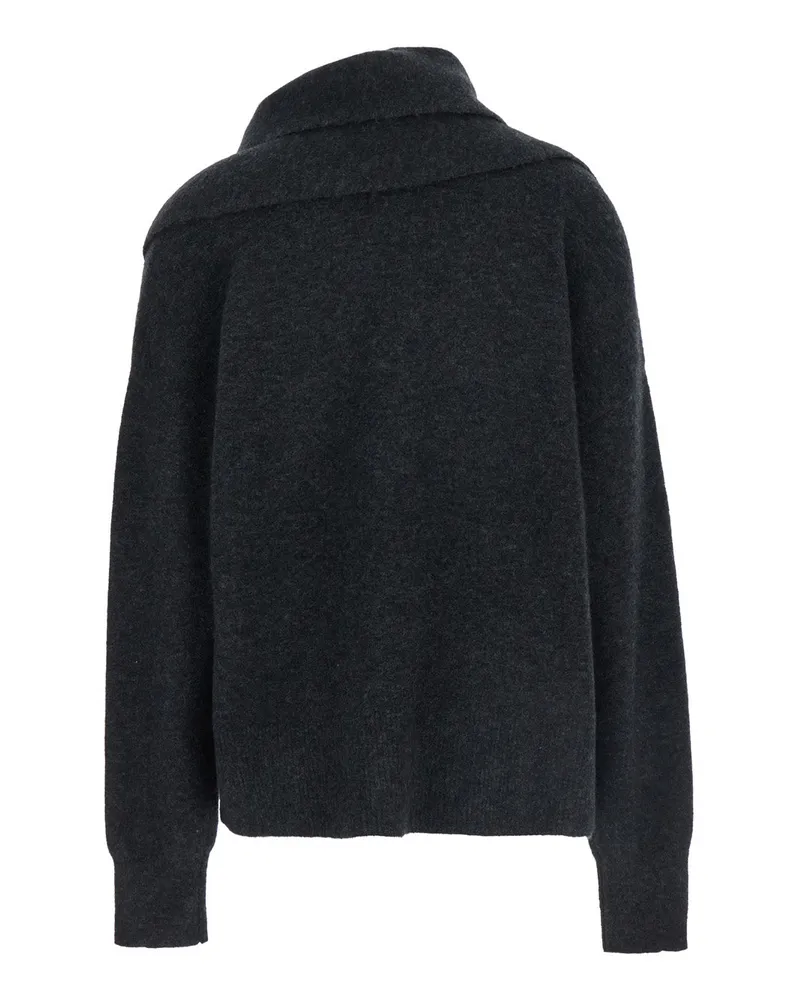Totême Draped Wool-Blend Sweater — Black Black