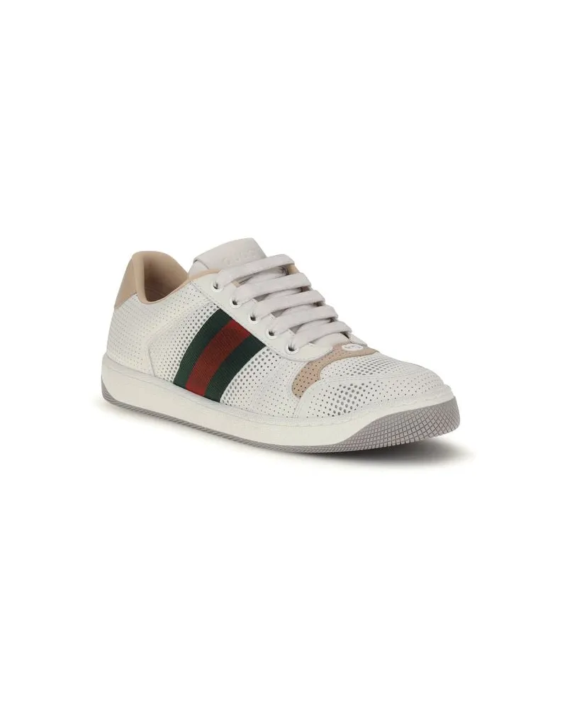 Gucci Women's White Calf Leather Bos Taurus Athletic Sneakers White