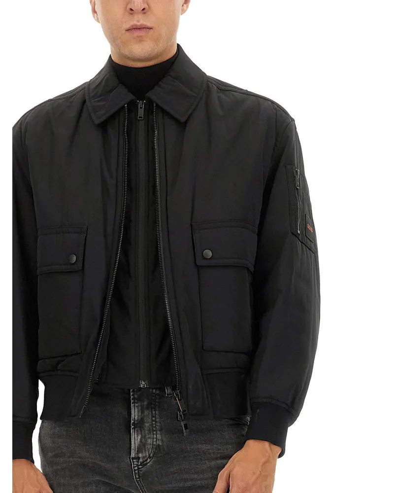 HUGO BOSS Removable Lining Bomber Jacket — Black Black