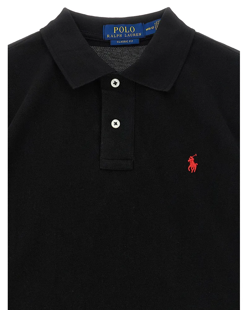 Ralph Lauren Logo-Embroidered Piqué Cotton Polo — Black Black