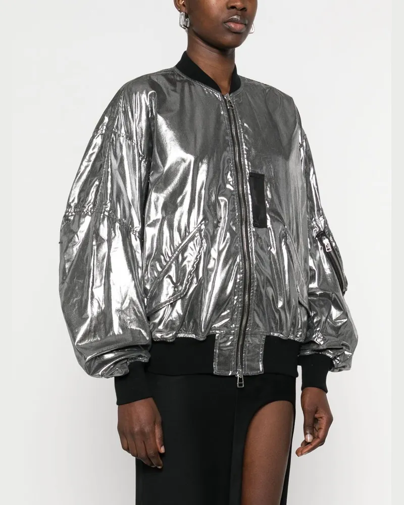 Junya Watanabe Metallic Silver-Tone Bomber Jacket — Silver Silver