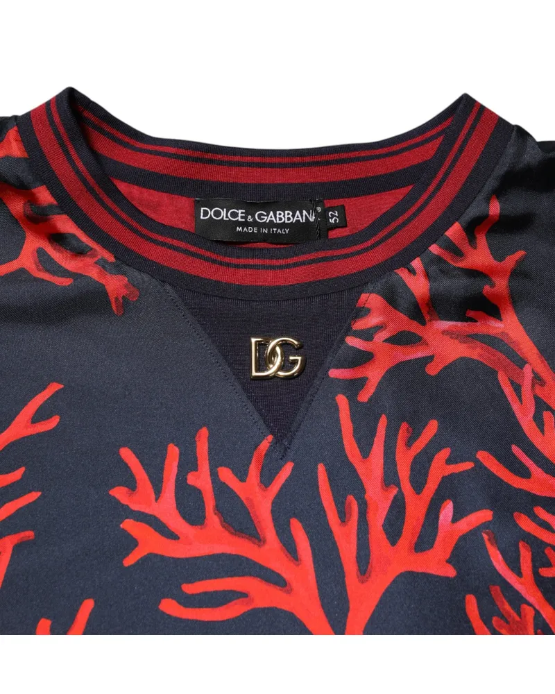 Dolce & Gabbana Coral Print Silk Sweatshirt — Navy Navy