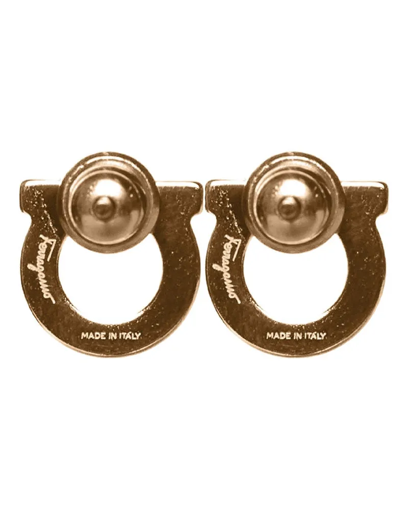 Ferragamo Women's Earrings Gancini Gold-Tone Rhinestones Glass Fibre Gold