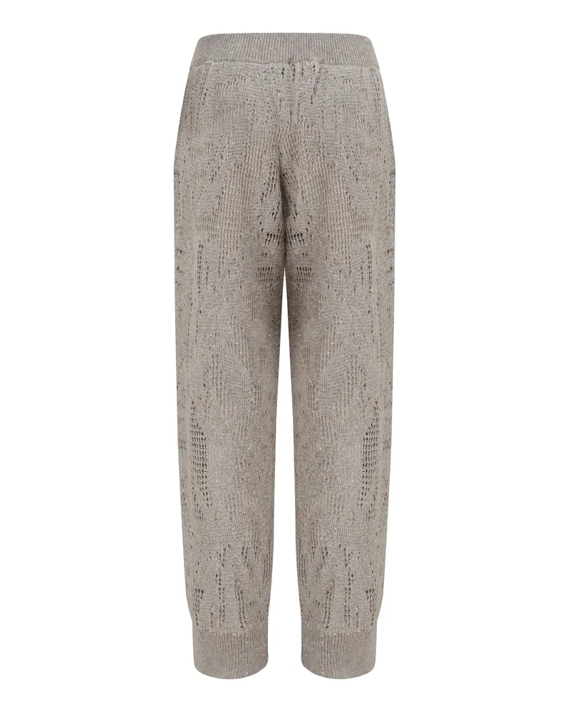 Brunello Cucinelli Women's Track Dazzling Water Lillies Pants Beige Freddo Linen; Cotton Trousers Beige