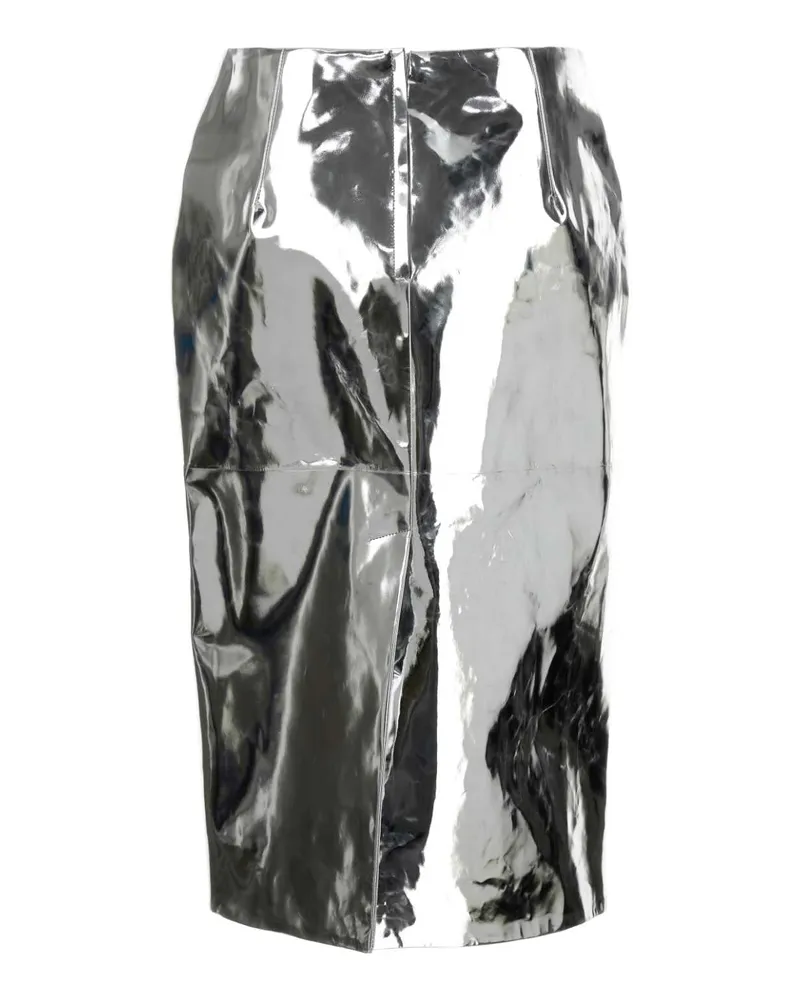 Jil Sander Women's Silver Leather Skirt Moon Gonne Silver