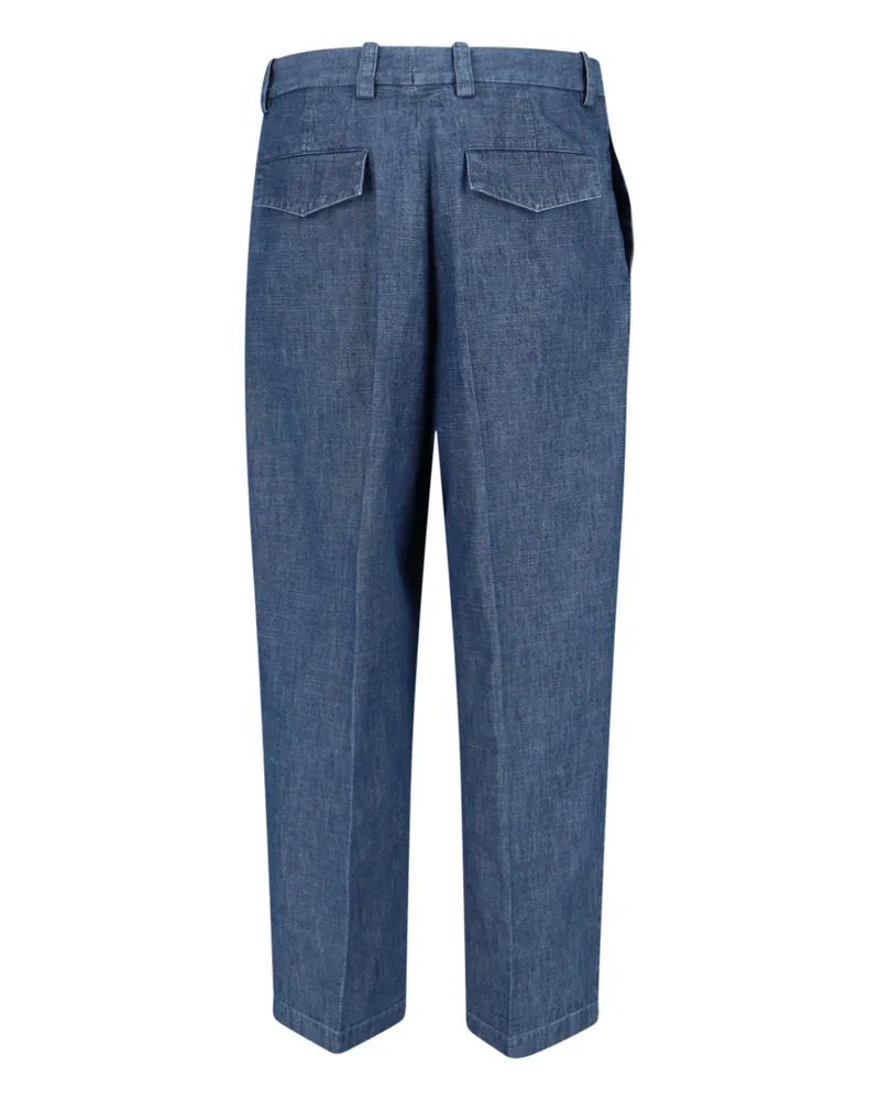 Jil Sander Men's Trousers Blue Cotton Blue