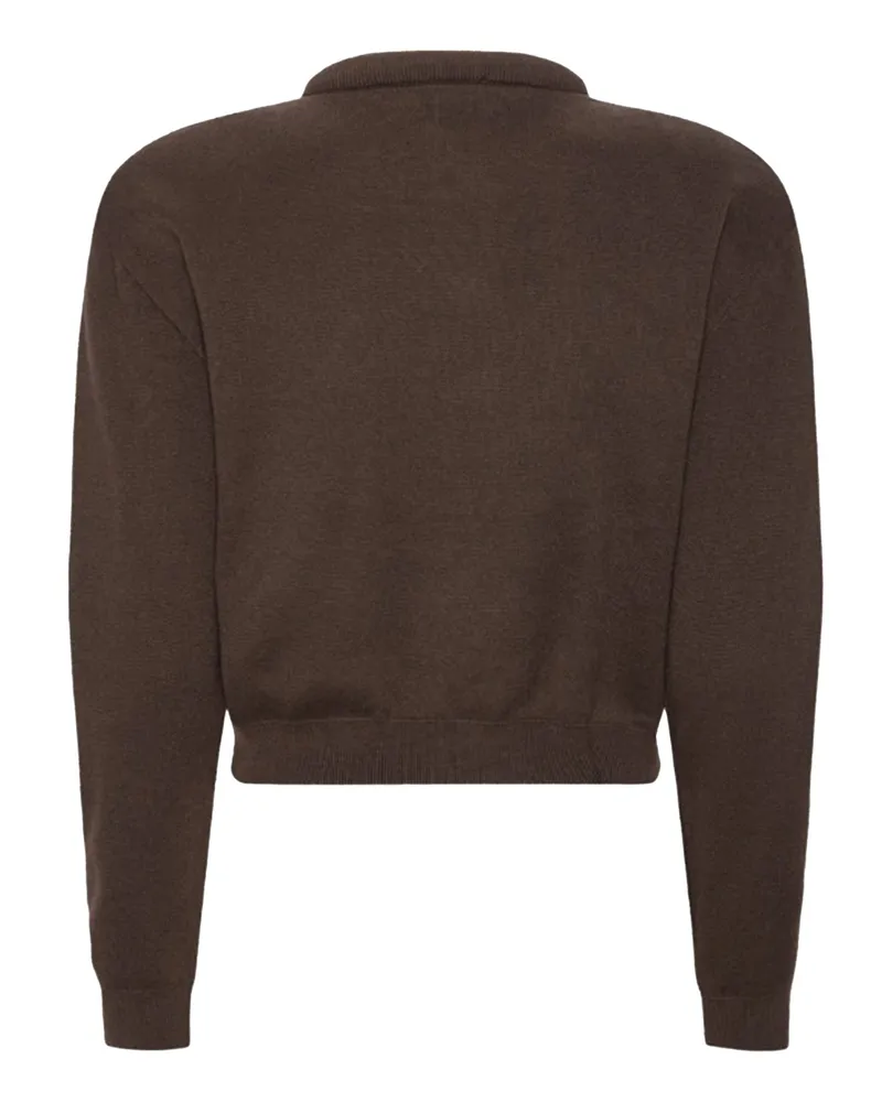 ROTATE Birger Christensen Women's Cardigan Rib-Knit Molé Cotton (organic) Cardigans Sweater Brown