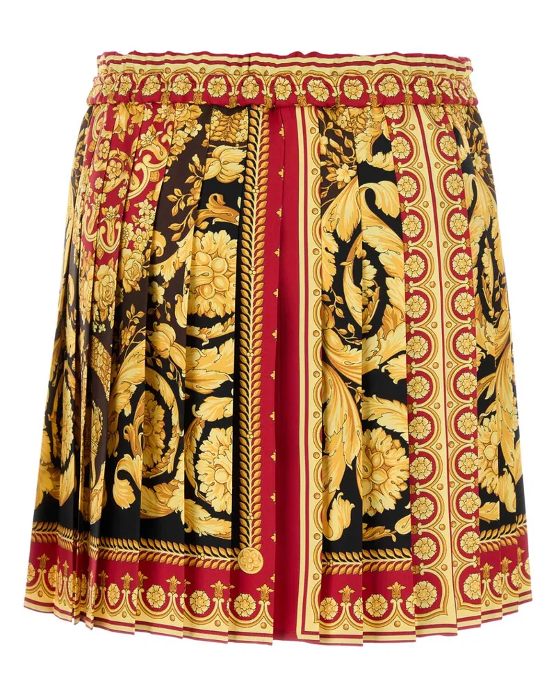 Versace Women's Printed Silk Mini Skirt Paraderedblackdarkbrown 1.outer Fabric:silktrim:silk Gonne Multicolor