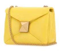 Women's Yellow Nappa Leather One Stud Shoulder Bag Kn8 Borse A Tracolla
