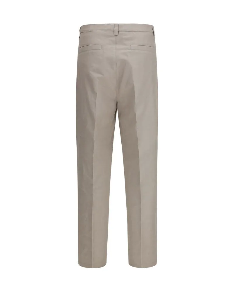 Brunello Cucinelli Men's Beige Cotton Dress Pants Beige