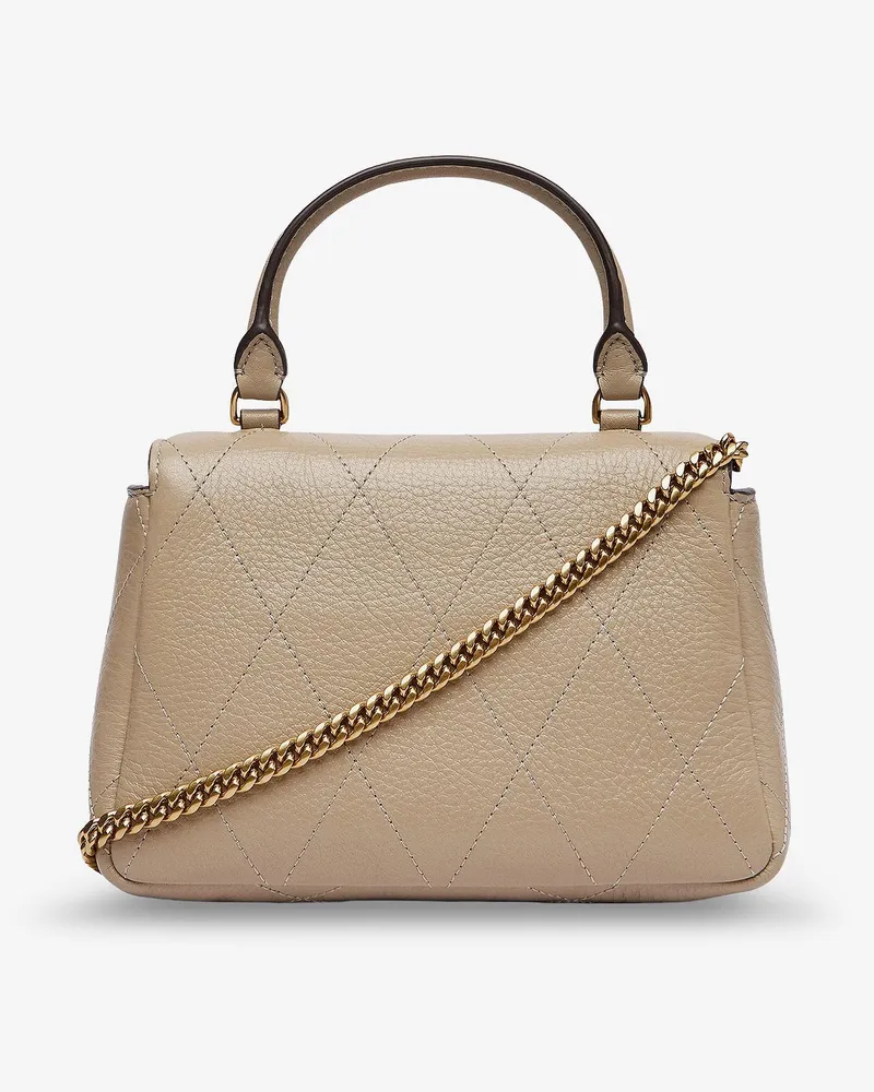 Tory Burch Women's Crossbody Bag Charlie Quilted Beige Leather Shoulder Beige