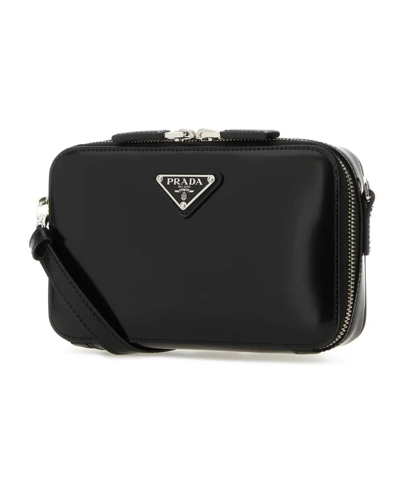 Prada Men's Black Leather Brique Crossbody Bag Nero Borse A Tracolla Black