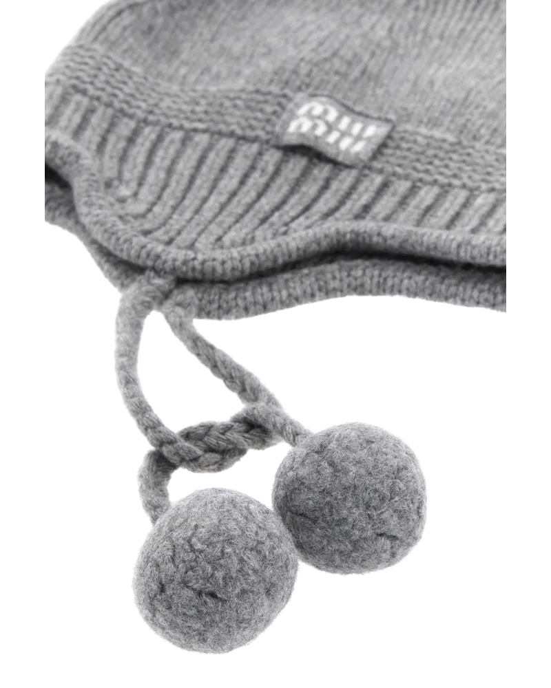 Miu Miu Hat Wool-Cashmere Blend Beanie — Gray Gray