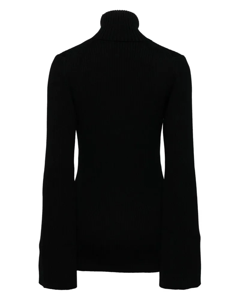Junya Watanabe Ribbed Wool Turtleneck Sweater — Black Black