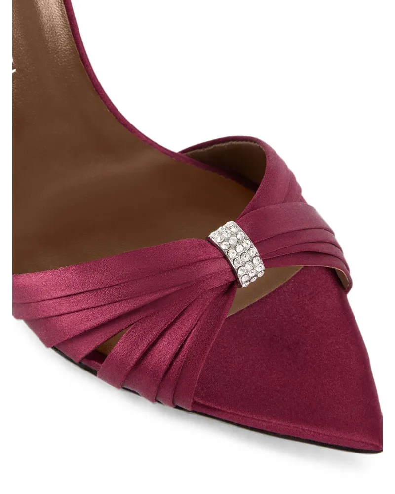 Giuseppe Zanotti Silk Satin Crossover Heels — Burgundy Burgundy