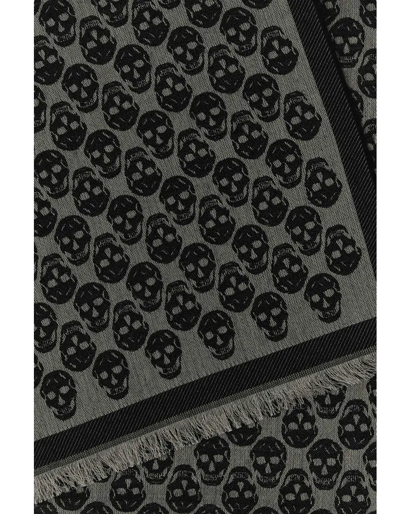 Alexander McQueen Greyblk Exterior: Wool Cotton Silk Sciarpe E Foulard Scarfs Gray