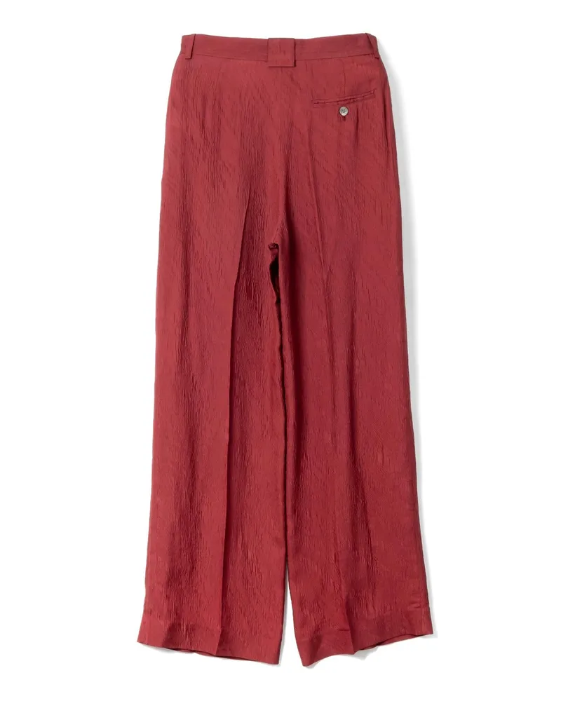 Lanvin Textured Wide-Leg Trousers — Red Red