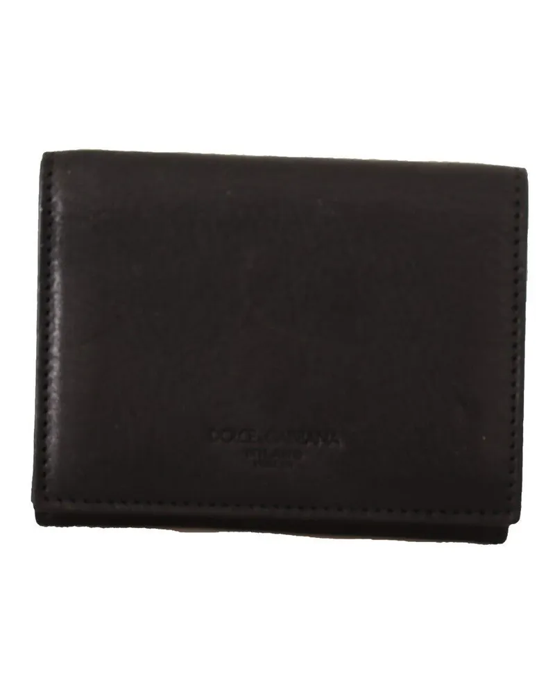 Dolce & Gabbana Women's Black Leather Trifold Purse Belt Multi Kit Wallet Black
