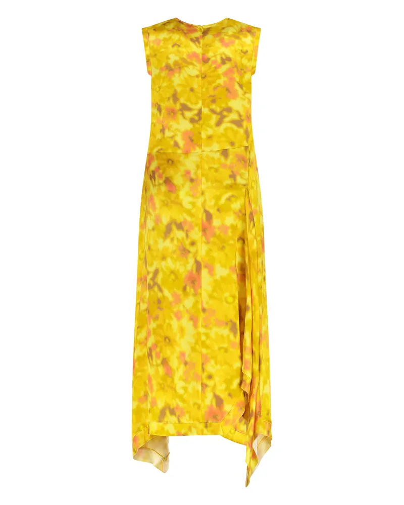 Acne Studios Women's Yellow Asymmetric Printed Dress Acetate Yellow