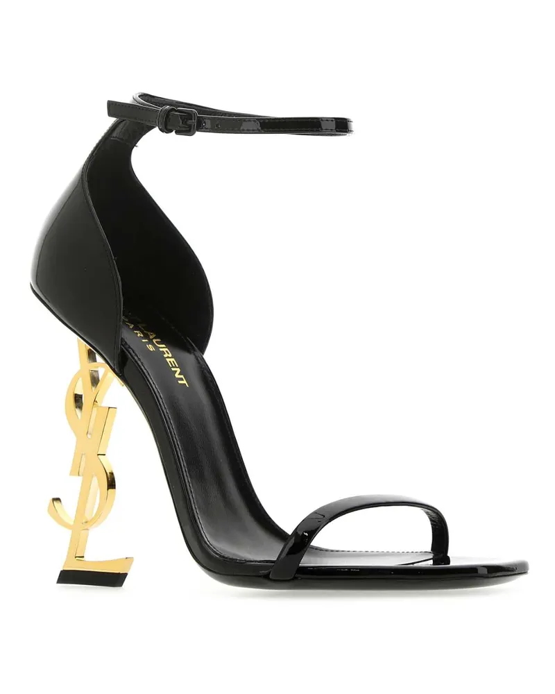 Saint Laurent Women's Black Leather Opyum 110 Sandals Nero Sandali Black