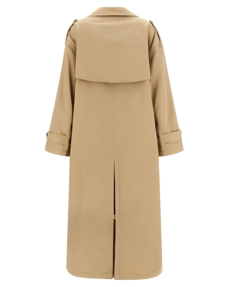 Maison Margiela Double-Breasted Cotton Trench Coat — Beige Beige