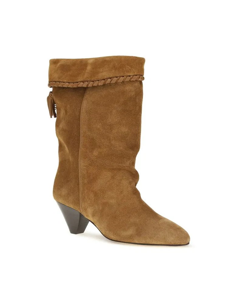 Isabel Marant Women's Brown Calf Leather Bos Taurus Flat Boots Brown