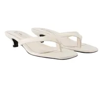 Calfskin Leather Kitten Heel Heel Sandal — White