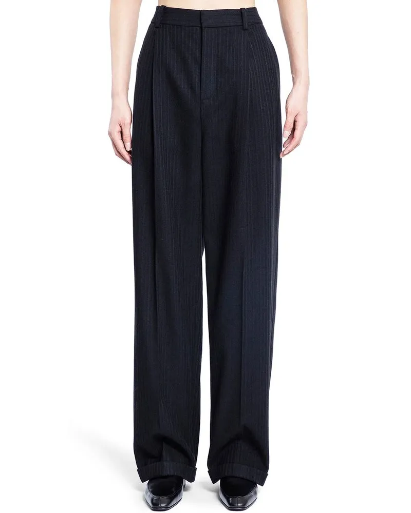 Saint Laurent Men's Black Cashmere Casual Pants Black
