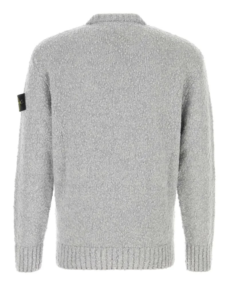 Stone Island Men's Light Grey Wool Blend Sweater Exterior: Nylon Maglieria Gray