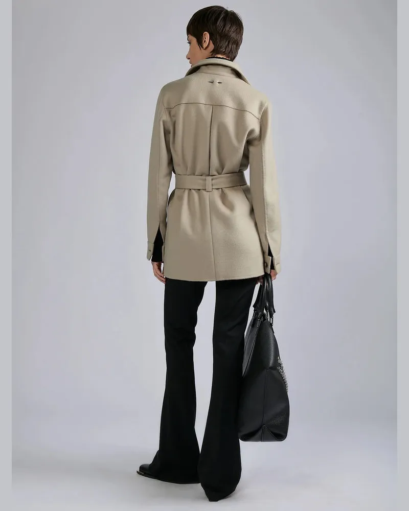 Barbara Bui Wool-Blend Shirt Jacket Jacket — Beige Beige