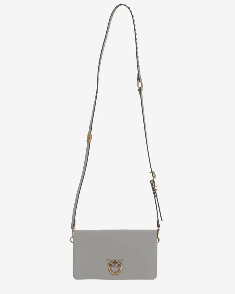 Pinko Women's Shoulder Bag Grey Pearl Pearl-Antique Gold Leather Pearl/antique Gray