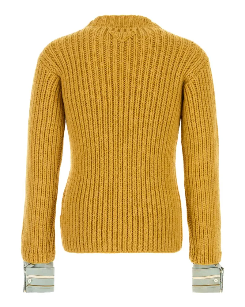 Prada Virgin Wool Ribbed Sweater — Yellow Yellow