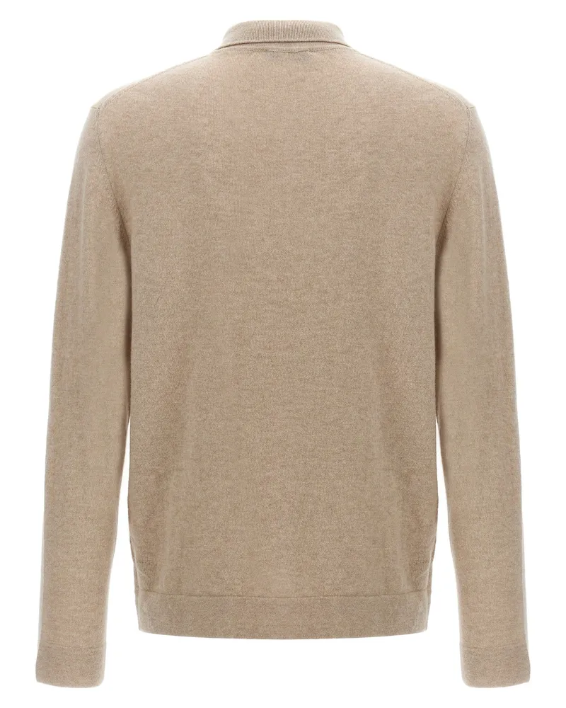 Zanone Cashmere-Wool Knit Polo Shirt — Beige Beige