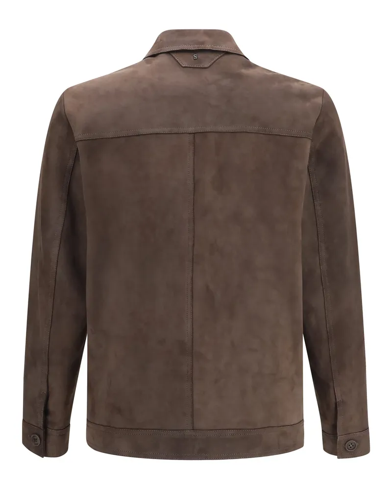 Salvatore Santoro Men's Leather Jacket Dark Brown Brown
