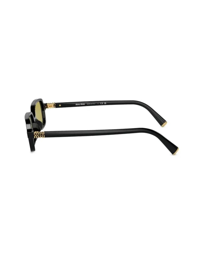 Miu Miu SMU11Z16K07O Yellow-Lens Rectangle Sunglasses — Black Black