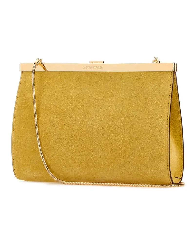 Alberta Ferretti Women's Yellow Suede Clutch Green Yellow
