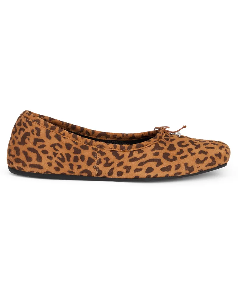 Vivienne Westwood Women's Ballerina Brigitte Leopard Animalier Sheep Leather Shoes Brown