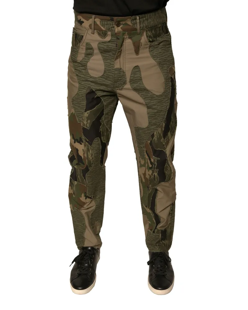 Dolce & Gabbana Men's Multicolor Camouflage Cotton Pants Elastane Multicolor