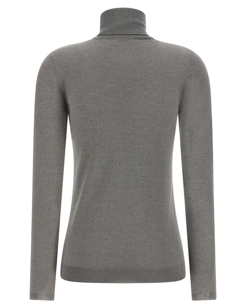 Brunello Cucinelli Shaved Cashmere and Silk with Lamé Sweater — Gray Gray