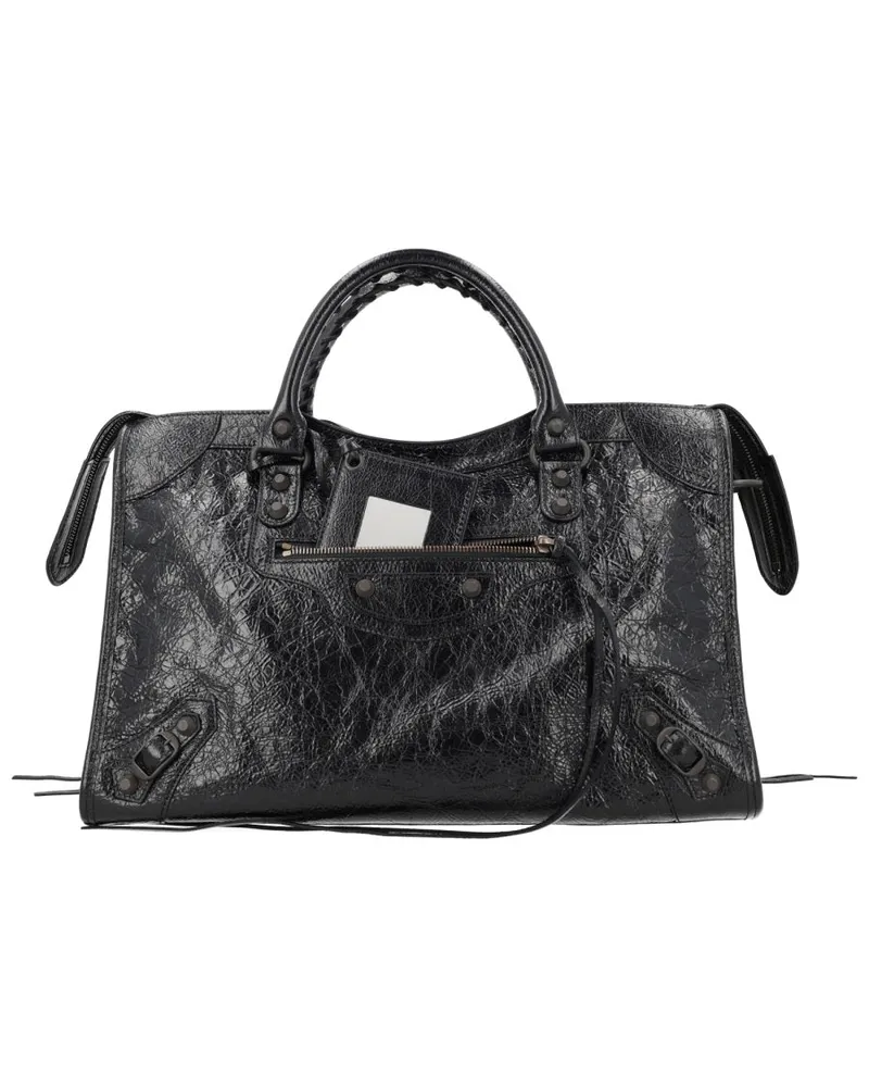 Balenciaga Le City Medium Leather Top Handle Bag — Black Black