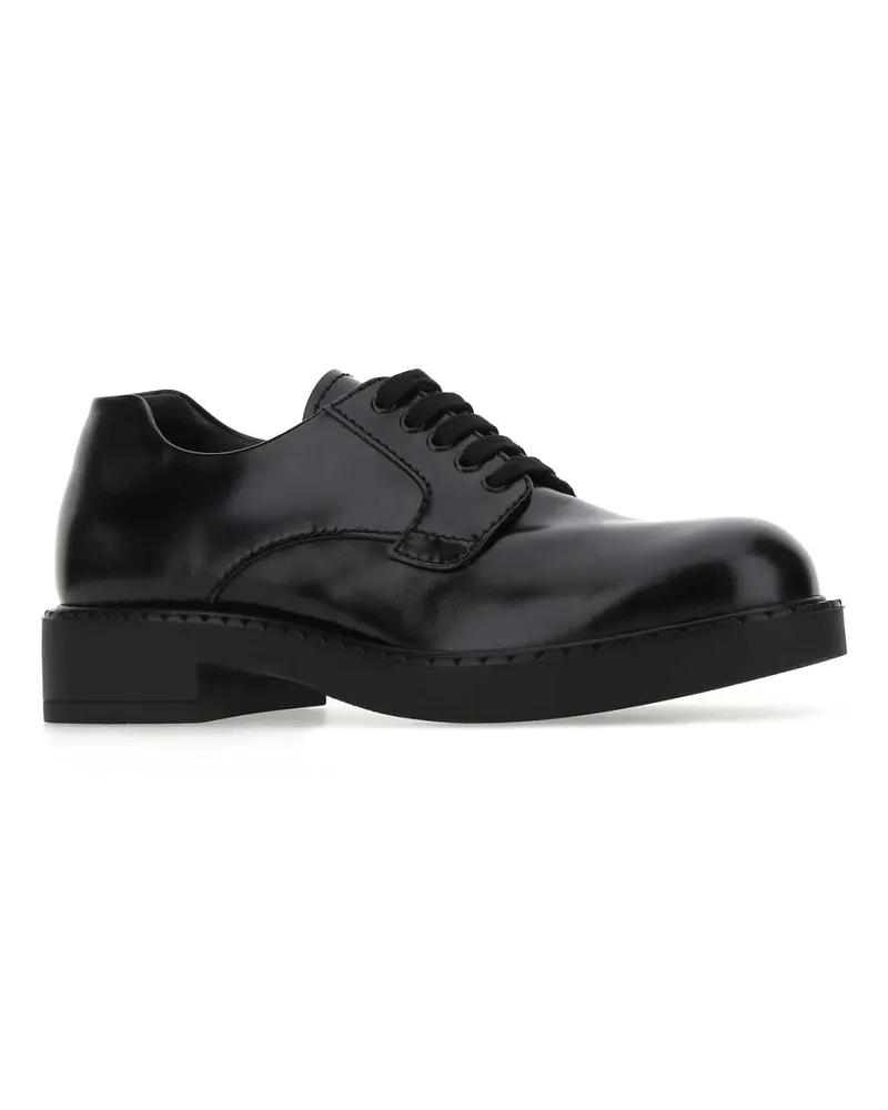 Prada Men's Black Leather Lace-Up Shoes F0002 Mocassini Loafers Black