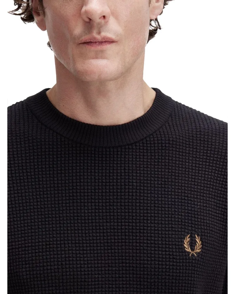 Fred Perry Textured Cotton Sweater — Black Black
