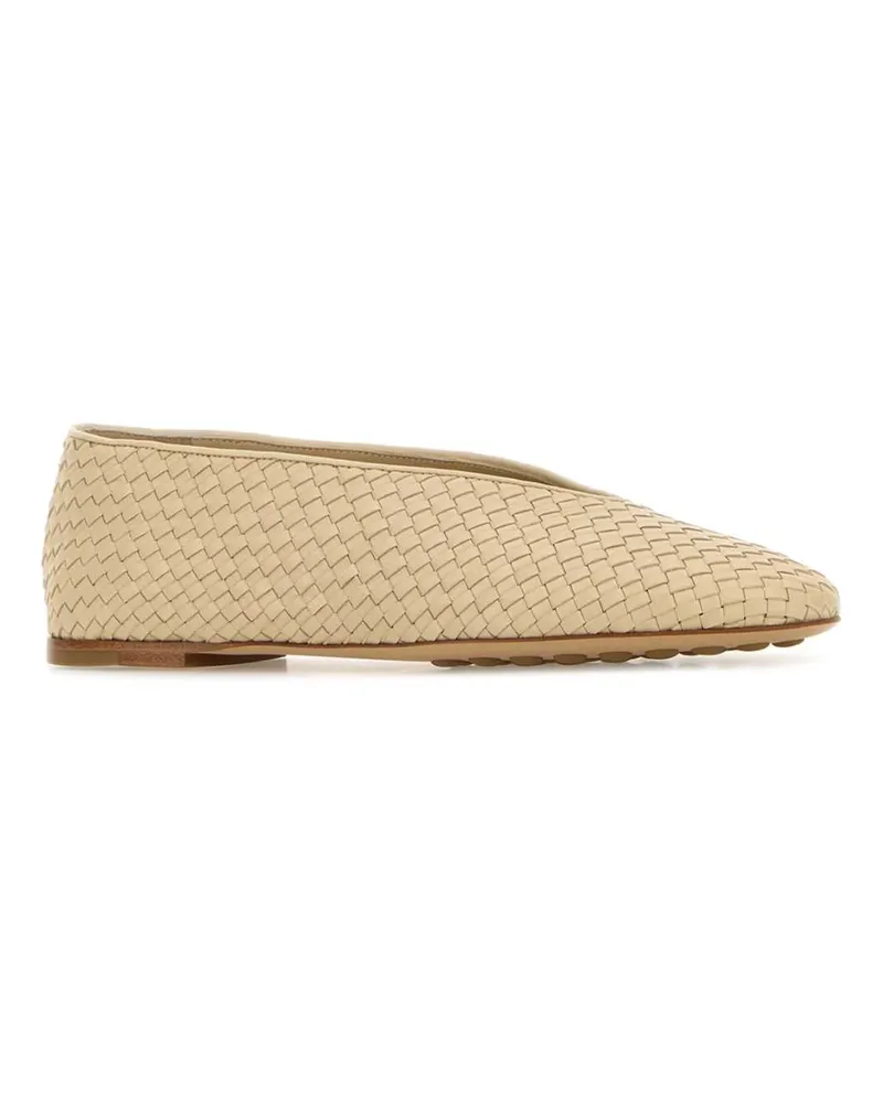 Bottega Veneta Women's Cream Leather Rosa Ballerinas Tufo Ballerine Flat Shoes Beige
